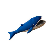 Grand animal en peluche baleine bleue avec bouche ouverte-S