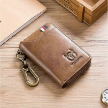 BULL CAPTAIN 474 Multifunctional Leather Coin Purse Hanging Waist Anti-Brush Key Bag, Colour: Yellow Brown