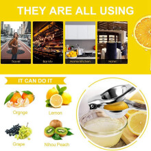 2X Lemon Squeezer - Nuovo Spremiagrumi Manuale Nel Acciaio Inossidabile, con Manico Nel Silicone Ad Alta Resistenza