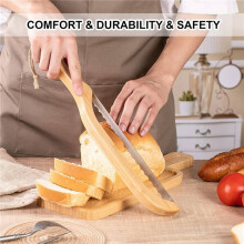 4X Wooden Bread Bow Knife 15.8Inch Serrated Knife with Wooden Handle Bread Slicer