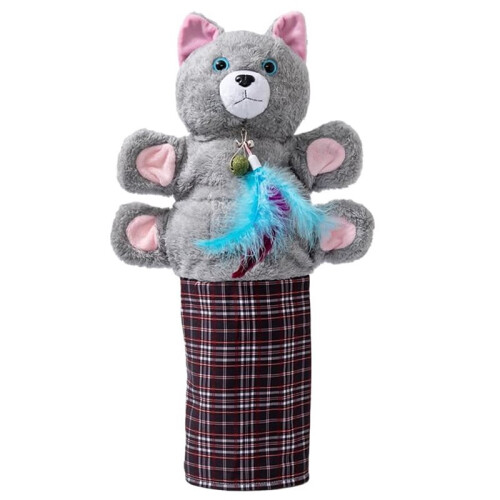 Interactive Cat Wrestling Puppet Toy with Feather Teaser - Thickened Bite-Resistant Training Glove for Safe