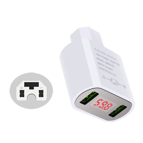 Double USB Charging Adapter 12-100V to 5V 3.1A Electric-White 2