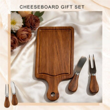 Cheese Board Set with Knives, Forks & Thank You Tags - Ideal for Bridal & Baby Showers, Housewarming Gifts