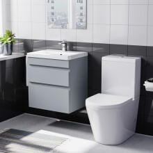 Nes Home 500mm Wall Hung Vanity Unit Handless Matt Grey with Basin & Toilet