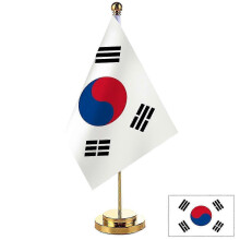 (gold) South Korea flag office table flag stand desktop flag ornaments indoor single pole flag stand conference room decoration QQZ28
