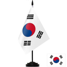 (black) South Korea flag office table flag stand desktop flag ornaments indoor single pole flag stand conference room decoration QQZ28