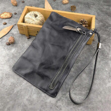 SG628 Top Layer Cowhide Leather Wrinkled Old Retro Wallet Long Coin Purse Zipper Business Casual Lar