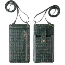 Multifunctional Messenger Vertical Retro European And American Mini One Shoulder Crocodile Pattern Coin Purse Mobile Phone (green)