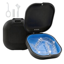Retainer Case with Vent Holes, Aligner Case for , Portable Aligner Kit, Removable Silicone Liner Black
