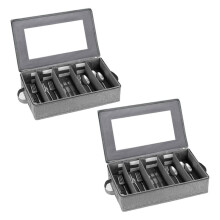 2er Pack Besteck Aufbewahrung - Robuste Besteck Aufbewahrungsbox mit Trennwänden, 5 Fächer Besteck Aufbewahrungskoffer