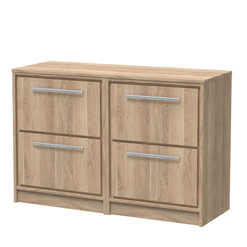 Balterley Longnor 4 Drawer Floor Standing Vanity Unit with Worktop, Light Oak, 600mm