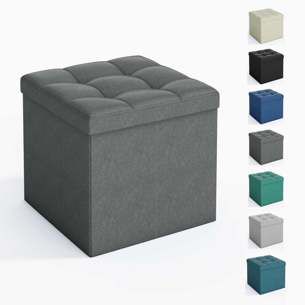 Mcc Foldable Storage Ottoman, Small Footrest Cube, Storage Bench With Lid, 1 Storage Box 30 ×30 ×30 Cm Fabric Dark Grey