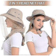 Mosquito Head Net Hat - Bug Cap Upf 50+ Sun Protection with Hidden Netting for Beekeeping Hiking Men & Women TA
