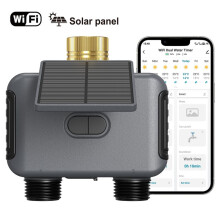 2.4GHz Solar Power Wifi 2 Zone Programmable Water Timer IP55 Waterproof Timed Irrigation Controller for Garden Tap