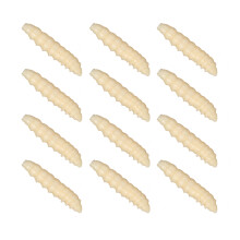 Packung mit 12 Brotwurmködern aus weichem Kunststoff mit-Beige