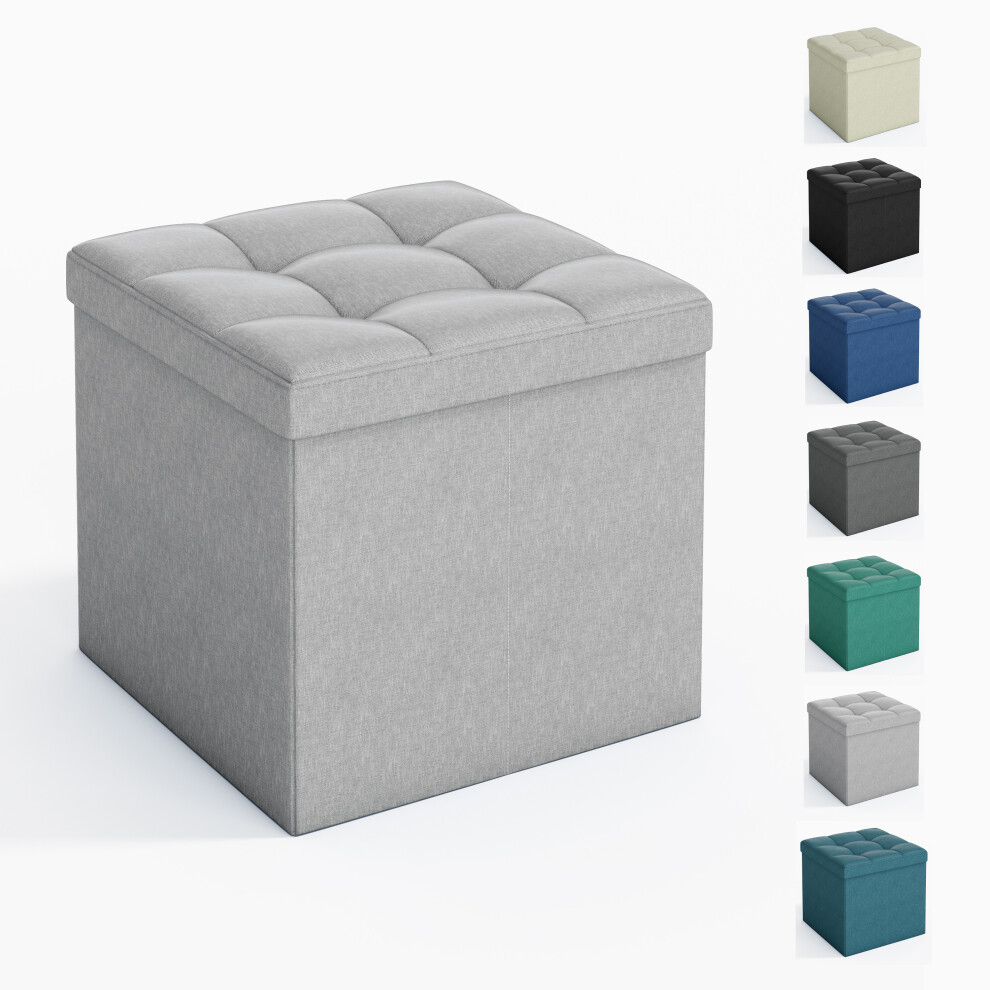 Mcc Foldable Storage Ottoman, Small Footrest Cube, Storage Bench With Lid, 1 Storage Box For Bedroom & Living Room, 30 × 30 × 30 Cm Light Grey