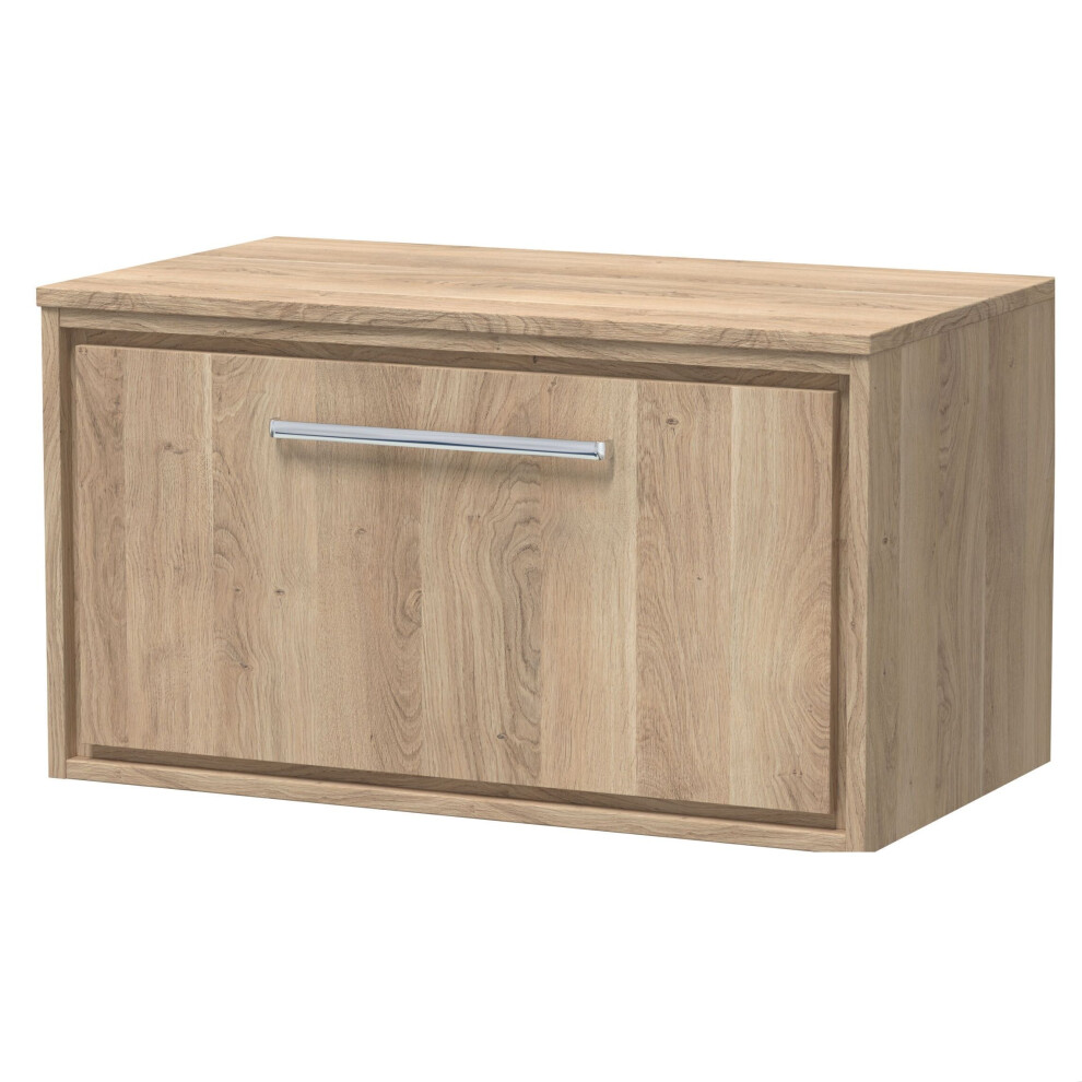 Balterley Longnor 1 Drawer Wall Hung Vanity Unit With Worktop, Light Oak, 800Mm Brown