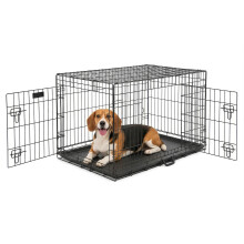 Furdreams Heavy Duty Metal Dog Crate 30-Inch, Folding Dog Cage with 2 Doors (Front & Side) with Chew-Resistant, Medium