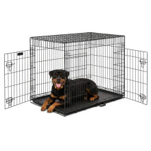 Furdreams Heavy Duty Metal Dog Crate 42-Inch, Folding Dog Cage with 2 Doors (Front & Side) with Chew-Resistant, X-Large