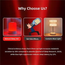 Red Light for Sleep 670nm Sleep Aid Lamp Blocking Dimmable for Stress Relief Relaxation Travel Meditation and Yoga