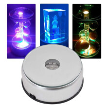 Anzeige-Drehteller-Basis für Kristallglas-Kunst, 4 Zoll 7 LED 7-Farbige Rotierende Kristall-Display-Basis-Ständer US-Stecker