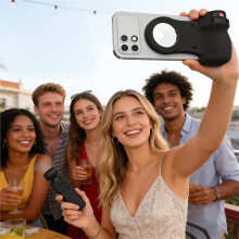 Magnetic Phone Camera Recording Hand Grip Phone Holder Photography Aid Remote Control Handle for Most Smartphone Black