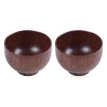 2X Wooden Bowls Wooden Soup Bowl Healthy Food Container Vintage Dinner Tableware Kitchen Accessories