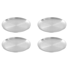 4pièces 14 cm en Acier Inoxydable Crachoir à Os Plateau Peu Profond en Argent Disque à Manger en Métal Assiette Ronde Vaisselle à Dessert