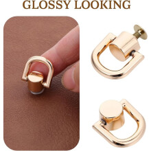 8 PCS D Rings for Purse, Brass D Ring Studs Rivets Purse Strap Hardware with Punch Tool -for Leather Handbag Belt DIY