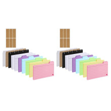 2X Index Card Holder Set,Index Box with 460 Assorted Flashcards, Colourful Lined, 6 Rings and Stickers for School