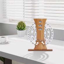 2X Calendário de Madeira Decoração de Varanda para Casa Decoração de Mesa de Escritório Manual Rotativo Calendário de Mesa Sweet House C
