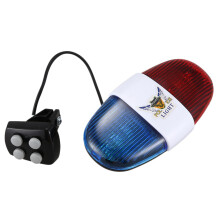 2X Bicycle Cycling 4 Tones 6 LED Electronic LED Warning Lights Siren Horn Beeper Bell
