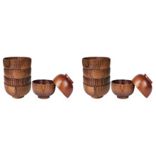 12 Stück Holzschalen Serviergeschirr für Reis, Suppe, Dip, Kaffee, Tee, Dekoration Holz Salatschüssel Küche Besteck Set