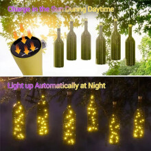 5 Szt. 2 M 20 Diod LED Solarny Łańcuch Świetlny na Butelki Wina z Miedzianego Drutu, do Dekoracji Weselnych i Ogrodowych, Zimna Biel