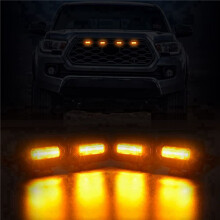 8PCS Car LED Front Grill Lights External Grill Lamp Smoke Amber Light Car Accessories