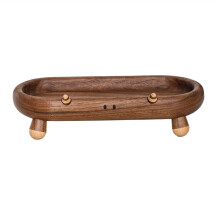 Nord America Nero Walnut Wood Small Tray Dert Storage Organizer Bicchieri Decorazioni da Scrivania Rotondo Ape Ja...