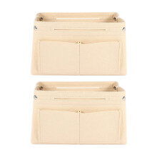 2X Beige Damenmode Filztuch Innentasche Passt Im Einsatz Handtasche Multi-Taschen Kosmetiktaschen Lagerung Persönliche Gegenstände Veranstalter