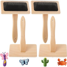 4 Pcs Hand Carders for Wool, Wool Carders & Carding Brush Set with Wood Handle,Pet Grooming, Yarn & Fiber Projects