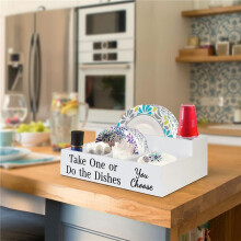 2X Paper Plate Holders for Kitchen Counter, Disposable Coffee Cup Dispenser Lid Holder ,Plate Organizer Box for Kitchen