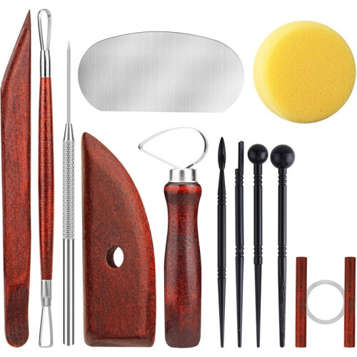 12PCS Pottery Tools Kit, Polymer Clay Tools Set for Sculpting, Air Dry Clay Tools, Ceramic Tools for Carving, Molding