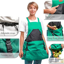 Versatile Gardening Apron with Waterproof Chest Pocket and Quick Release Harvest Pouch Red