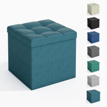 Foldable Storage Ottoman, Small Footrest Cube, Storage Bench with Lid, 1 Storage Box for Bedroom & Living Room, 30 × 30 × 30 cm TEAL