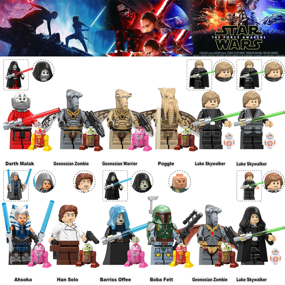 Bonxaif 12Pcs Star Wars Poggle Luke Skywalker Series Figures Bricks Uk Priority Delivery