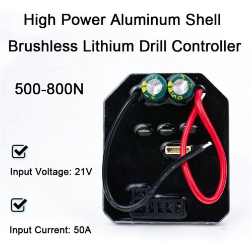 2Pcs 21V/50A Brushless Lithium Drill Controller Aluminum Shell Dual-Capacitor Electric Drill Board High-Power Controller 2