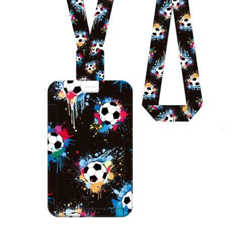 Soccer Pattern Retractable Badge Holder And ABS Card Sleeve-3