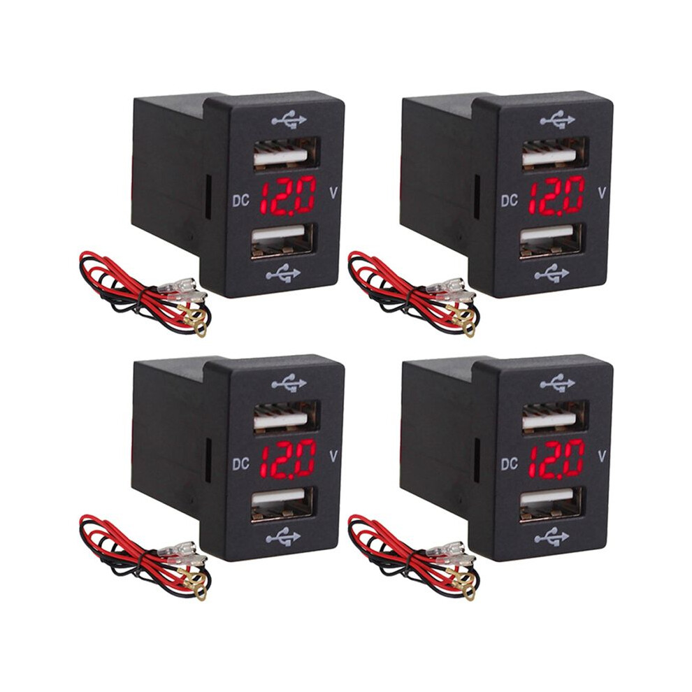 4X 12V Car Charger With Fuse For 5V 4.2A Car Charging Socket Charger For Phone Led Display Meter Voltmeter (Red) Red 4711921468539