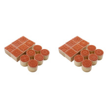 24 StüCk Holzstempel Blumenmuster Kreise und Quadrate Dekoratives Gummi Holz für DIY Bastelkarte und Scrapbooking