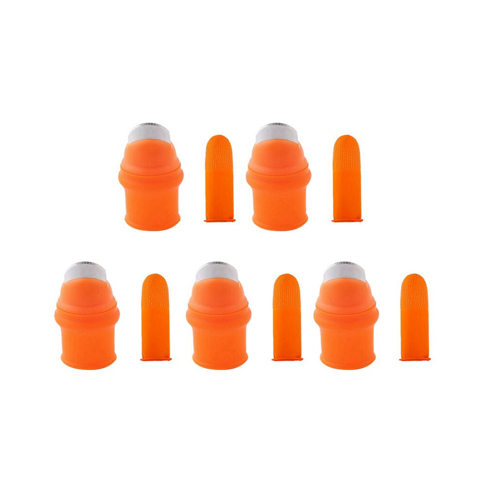 5X Gardening Silicone Thumb Knife With Finger Cots Thumb Knife Picker For Fruits Vege-L 4713063206000