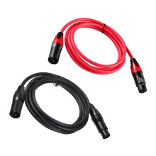 3 Pin Male to Female Mic Speaker Cable-Black and red 2 mete