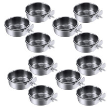 12-Teiliger Vogel Feeder Tasse Edelstahl Papageien Feeder Tasse Tier KäFig Wasser Futter SchüSsel S.